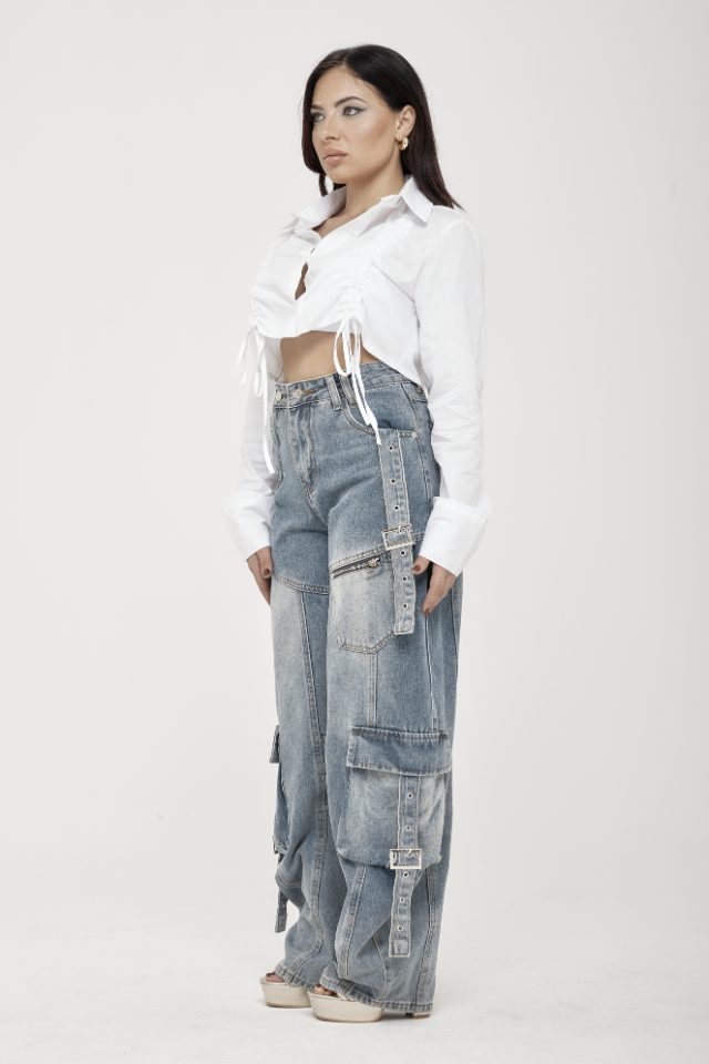 Camicia Crop Arricciata