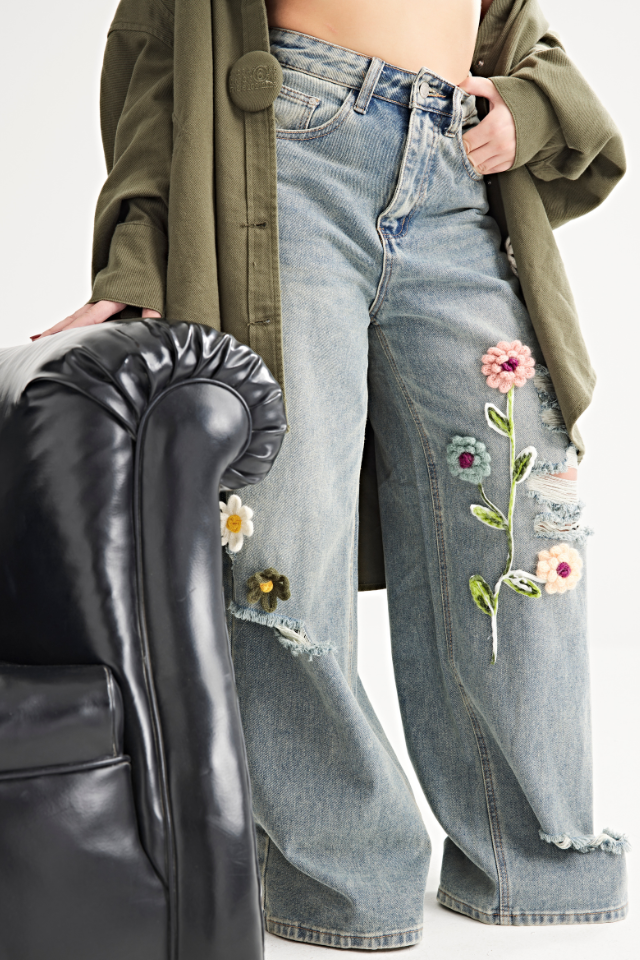 Jeans Ricami Floreali